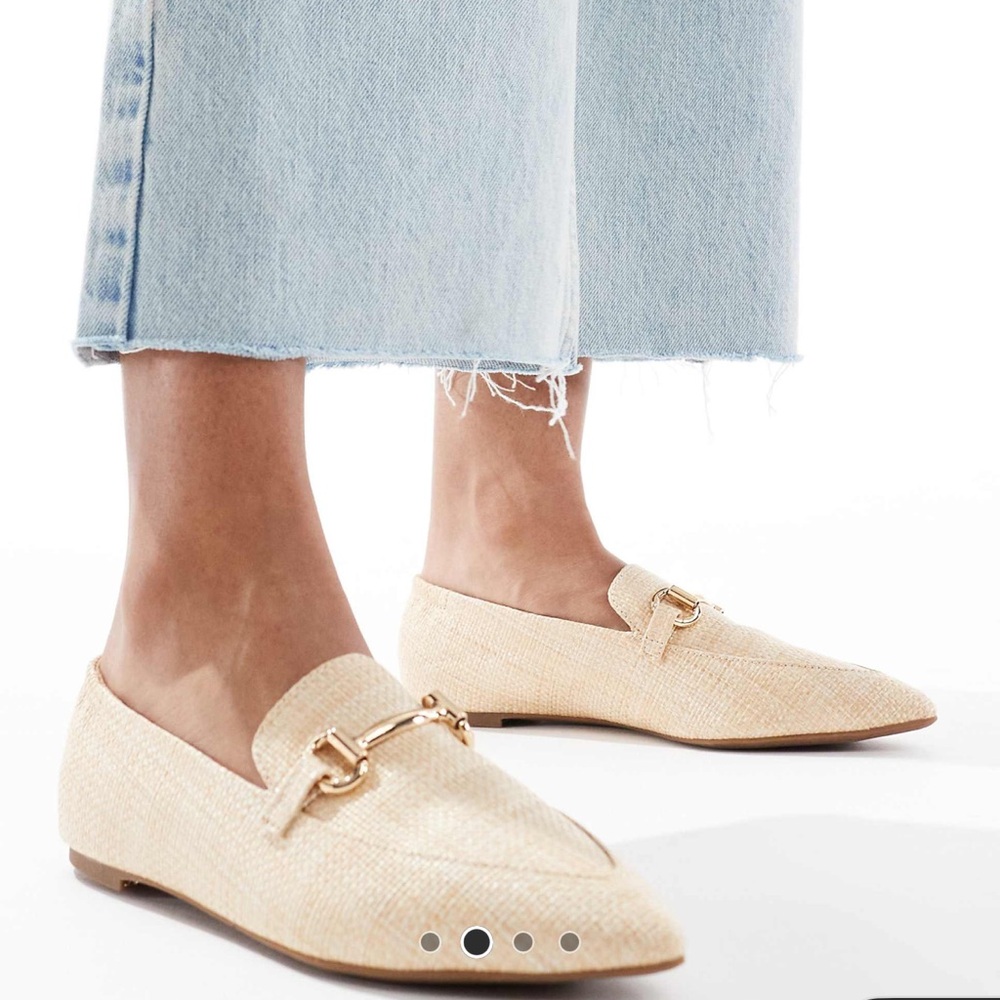 Wide Fit Rattan and Gold Flats